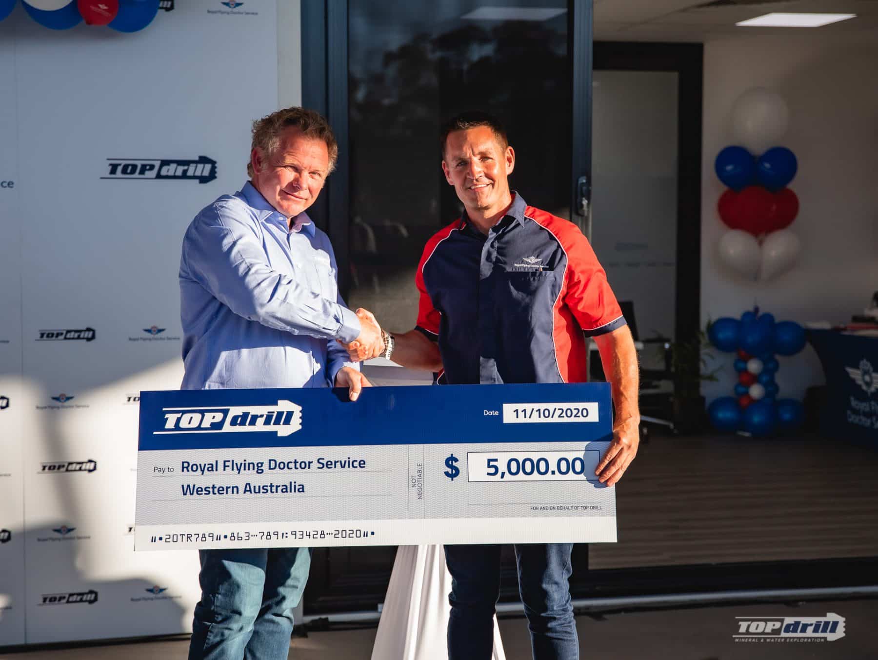 Donation Cheque from Topdrill to Royal Flying Doctor Service